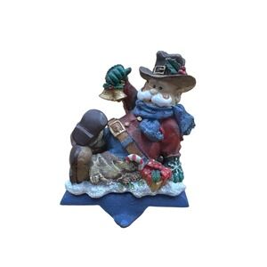 Vintage Cowboy Santa Boot Stocking Holder Christmas Decoration Figurine